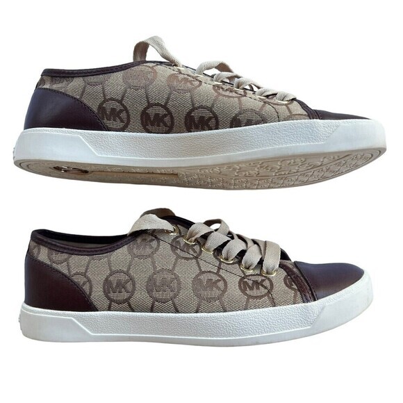 MICHAEL KORS City Sneaker Signature MK Jacquard Brown Size 6.5‎ - Picture 10 of 16